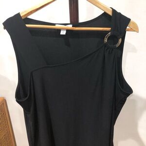 Nine West Black Asymmetrical Blouse with Shoulder Ring
